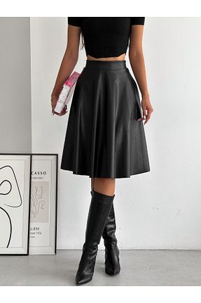 دامن مشکی زنانه چرم مصنوعی Ozy Fashion - کد 765343494