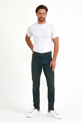 شلوار جین سبز مردانه پاچه تنگ OLİVİA Butik - کد 802603506
