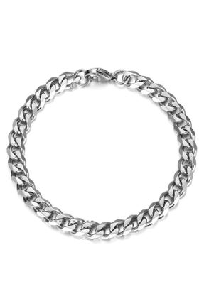 دستبند استیل سفید مردانه فولاد ( استیل ) کد 40988986