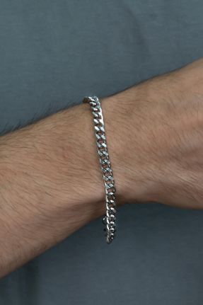 دستبند استیل سفید مردانه فولاد ( استیل ) کد 40988986