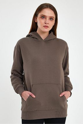 سوئیشرت قهوه ای زنانه ساده yakamor - کد 802664717