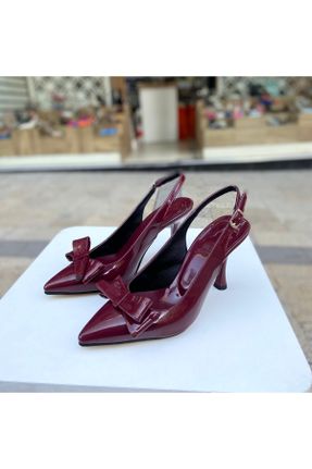کفش پاشنه بلند کلاسیک زرشکی زنانه چرم لاکی پاشنه نازک پاشنه متوسط ( 5 - 9 cm ) کد 802898831