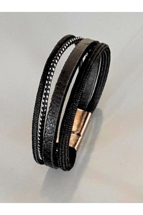 دستبند جواهر مشکی زنانه چرم کد 802935196
