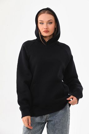 سوئیشرت مشکی زنانه ساده Batı Styling - کد 802951366