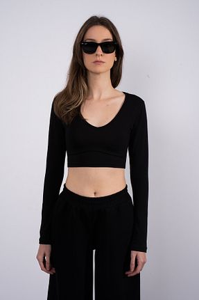 بلوز مشکی زنانه ساده SHEISMONO - کد 789803258