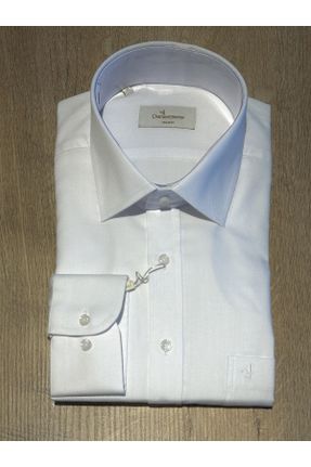 پیراهن سفید مردانه رگولار یقه پیراهنی پنبه (نخی) کد 792326868