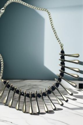 گردنبند جواهر مشکی زنانه فلزی کد 801758011