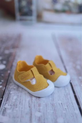کفش کژوال زرد بچه گانه جیر پاشنه کوتاه ( 4 - 1 cm ) پاشنه ساده کد 799203383