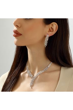 ست جواهر سفید زنانه روکش نقره 3