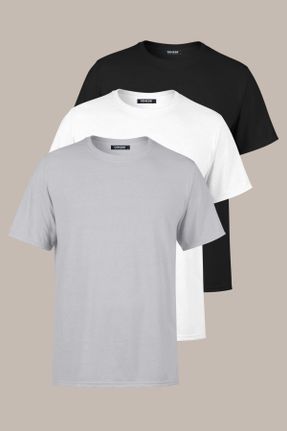 تی شرت مشکی مردانه رگولار یقه گرد پنبه (نخی) 3