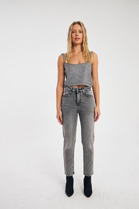 شلوار جین طوسی زنانه پاچه تنگ CRC JEANS - کد 802276540