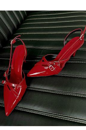 کفش پاشنه بلند کلاسیک قرمز زنانه چرم لاکی ŞIK STORE - کد 790244407