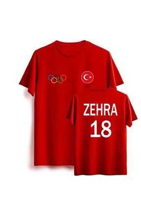 تیشرت قرمز زنانه اورسایز Pisa Art - کد 802395393