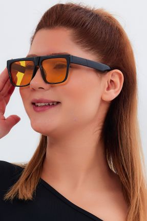 عینک آفتابی مشکی زنانه 50 UV400 استخوان مات مستطیل کد 788390943