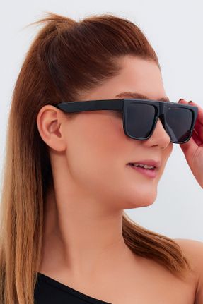 عینک آفتابی مشکی زنانه 50 UV400 استخوان مات مستطیل کد 790232963