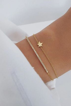 دستبند طلا زرد زنانه 14 عیار GençTaş Kuyumculuk - کد 374912595