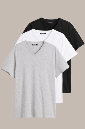 تی شرت مشکی مردانه رگولار یقه هفت پنبه (نخی) 3