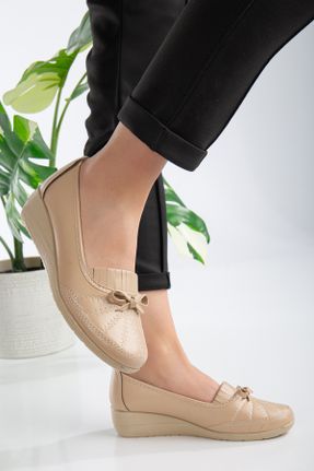 کفش کلاسیک بژ زنانه چرم مصنوعی پاشنه کوتاه ( 4 - 1 cm ) پاشنه پر کد 254048650