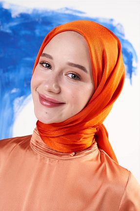 شال نارنجی زنانه شیفون Modakaşmir - کد 318353963