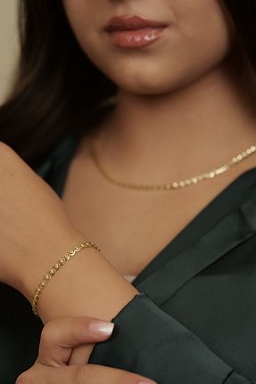 دستبند طلا زرد زنانه 14 عیار GençTaş Kuyumculuk - کد 775399667