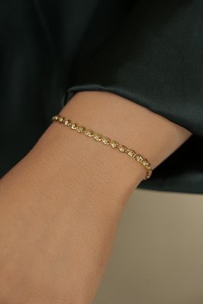 دستبند طلا زرد زنانه 14 عیار GençTaş Kuyumculuk - کد 775399667