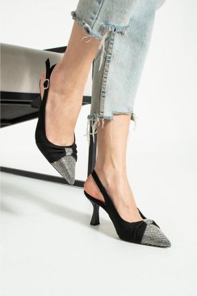 کفش مجلسی مشکی زنانه پاشنه متوسط ( 5 - 9 cm ) پاشنه نازک چرم مصنوعی کد 691741192