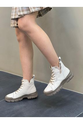 بوت / نیم بوت بژ زنانه پاشنه تخت DİVA - کد 765051944