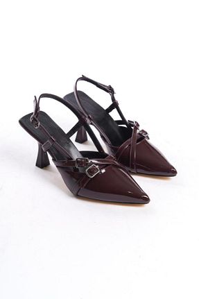 کفش پاشنه بلند کلاسیک زرشکی زنانه چرم لاکی SEREL35SHOES - کد 796746232