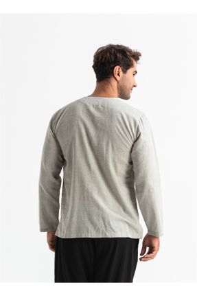 تی شرت طوسی مردانه سایز بزرگ یقه گرد پنبه (نخی) تکی بیسیک کد 92963755