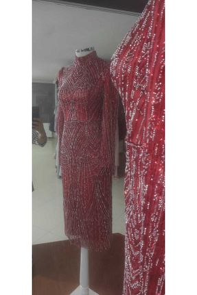 لباس قرمز زنانه بافتنی ÖZEL DİKİM - کد 802833972
