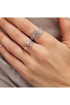 انگشتر جواهر سفید زنانه زیرکن Merano Design - کد 238378933