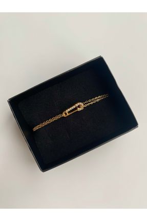 دستبند جواهر طلائی زنانه برنز کد 802932487