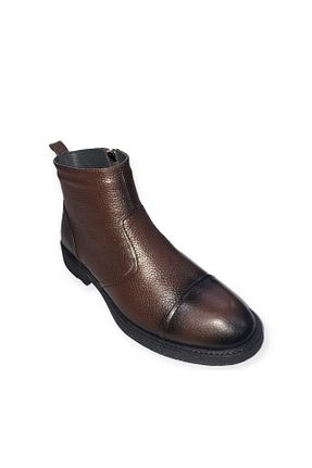 بوت / نیم بوت قهوه ای مردانه چرم خالص şık kundura - کد 794311568