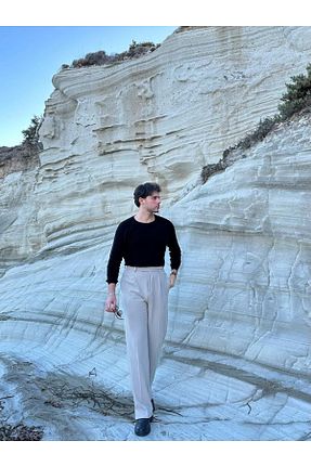 شلوار پارچه ای بژ مردانه بلند Balbe Fashion - کد 803027602