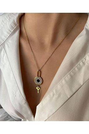 گردنبند استیل ( فولاد ) طلائی زنانه استیل (فولاد) AKSESUARIM - کد 803031103
