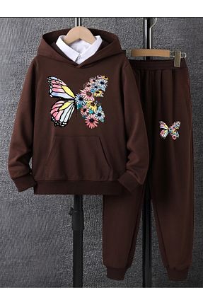 ست بالاتنه و پائین تنه قهوه ای بچه گانه بافتنی Serays moda - کد 803248343