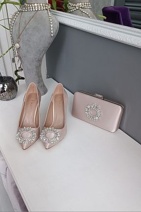 کفش مجلسی بژ زنانه پاشنه ضخیم LA CALZATURE - کد 96132166