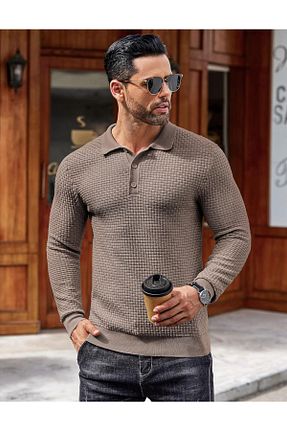 پلیور قهوه ای مردانه ساده youknitwear you - کد 803310300