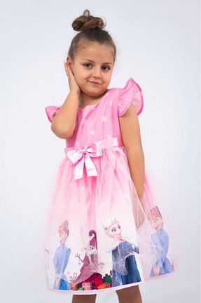 لباس مجلسی و فارغ التحصیلی صورتی بچه گانه کرپ HMZ GOLD - کد 803429033