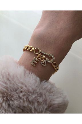 دستبند جواهر طلائی زنانه زیرکن Asia by Leuvoié - کد 803496950