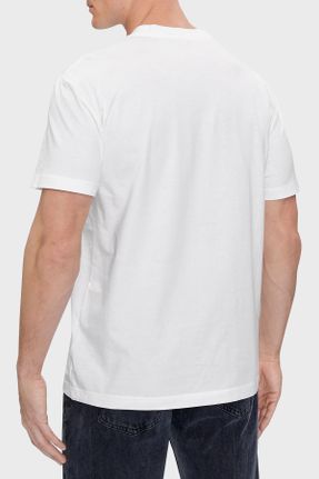 تی شرت سفید مردانه رگولار یقه گرد پنبه (نخی) کد 788011617