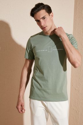 تی شرت سبز مردانه رگولار یقه گرد طراحی کد 669874164