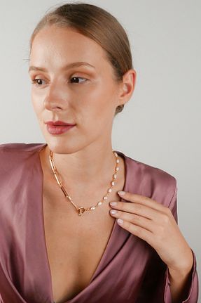 گردنبند جواهر طلائی زنانه برنجی Stelart - کد 781562781