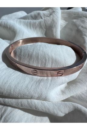 دستبند استیل صورتی زنانه فولاد ( استیل ) کد 802997311