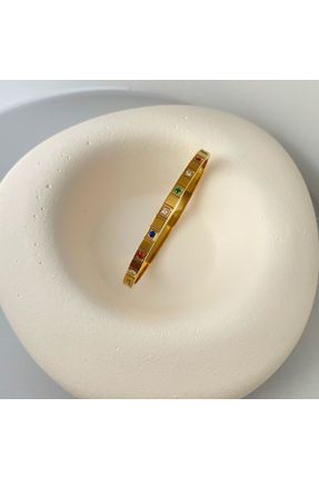 دستبند استیل طلائی زنانه فولاد ( استیل ) کد 803037339