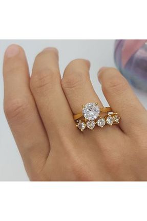 انگشتر استیل (فولاد) طلائی زنانه روکش طلا baharhan - کد 803056424