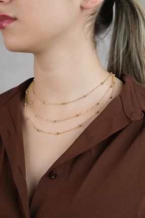گردنبند جواهر زنانه روکش طلا کد 803056159
