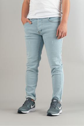 شلوار جین آبی مردانه پاچه تنگ جین ساده پوشاک ورزشی کد 753330187
