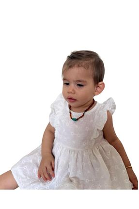 گردنبند جواهر قهوه ای بچه گانه سنگ Amber Twins - کد 107016543
