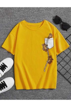 تی شرت زرد بچه گانه رگولار یقه گرد پنبه - پلی استر تکی کد 803446069